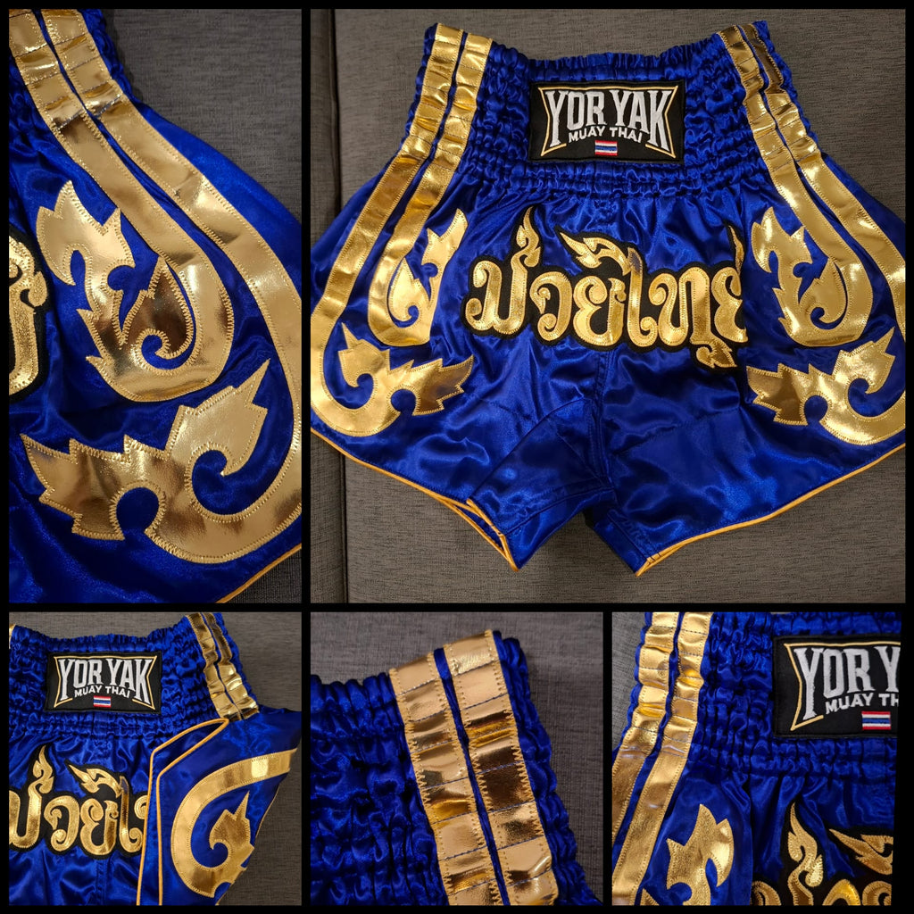 Muay Thai Shorts Blue & Gold– Classic Model