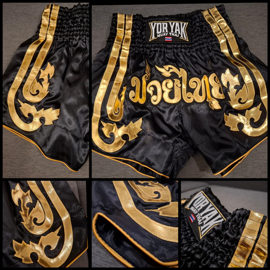 Muay Thai Shorts Black & Gold – Classic Model