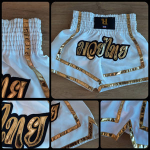 Yor Yak Muay Thai Short - White/Gold - Classic